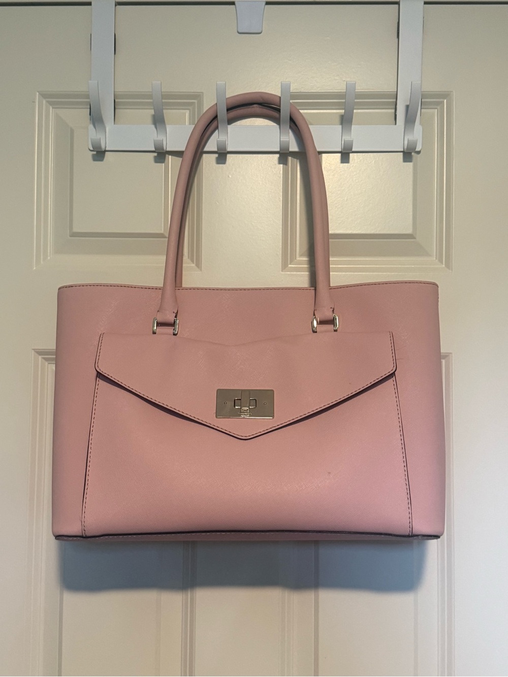 Kate Spade New York, Pale Pink Post Street Halsey Tote with Gold Turn-Lock